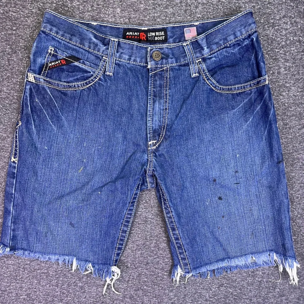 Ariat M4 Cut-Off Shorts Mens 35x9 Denim Low Rise Workwear Western Cowboy Rugged